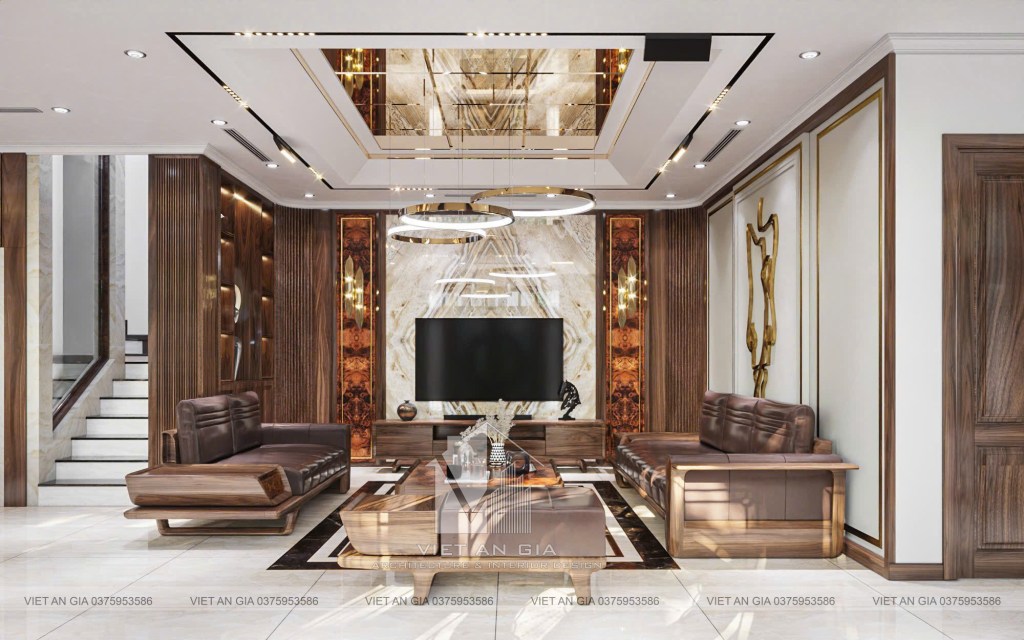 Thiết Kế Nội Thất Óc Chó Sang Trọng – Phòng Khách Đẳng Cấp Hiện&nbsp;Đại