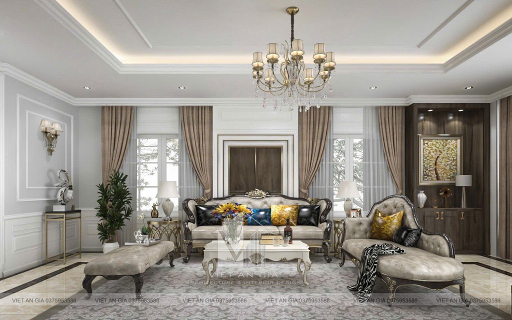 Thiết Kế Nội Thất Tân Cổ Điển – Phòng Khách Quý Phái và Đẳng&nbsp;Cấp