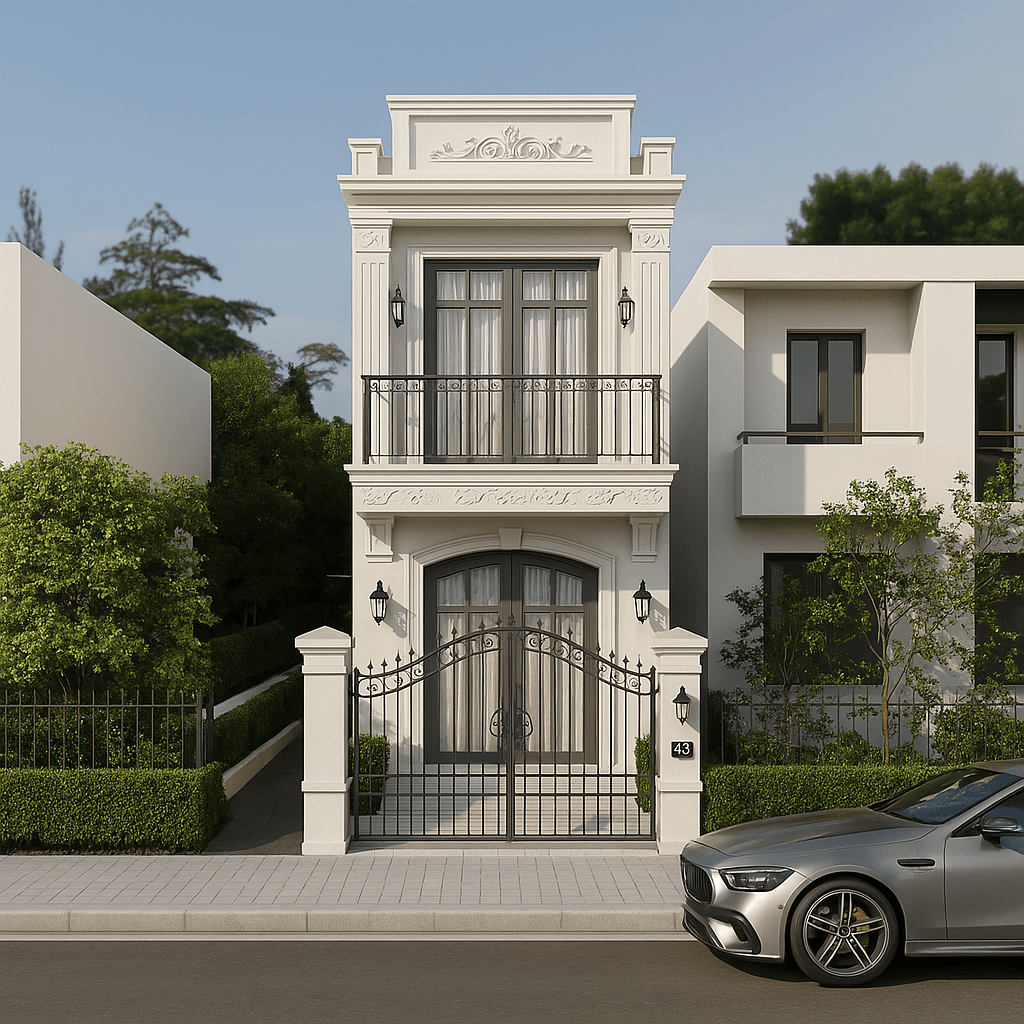 Thiết Kế Nhà Phố Tân Cổ Điển 2 Tầng Đẹp Nổi Bật Giữa Lòng Hà&nbsp;Nội